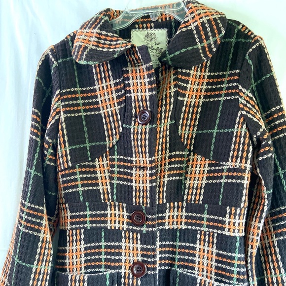 VNTG Nick and Mo retro wool blend brown woven tartan plaid coat. SZ M - Picture 1 of 11